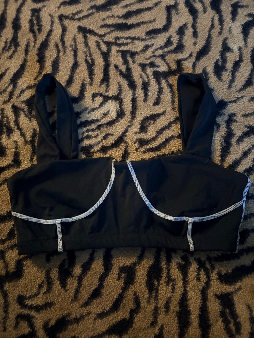 WeWoreWhat Black Bralette with White Contrast Stitching
